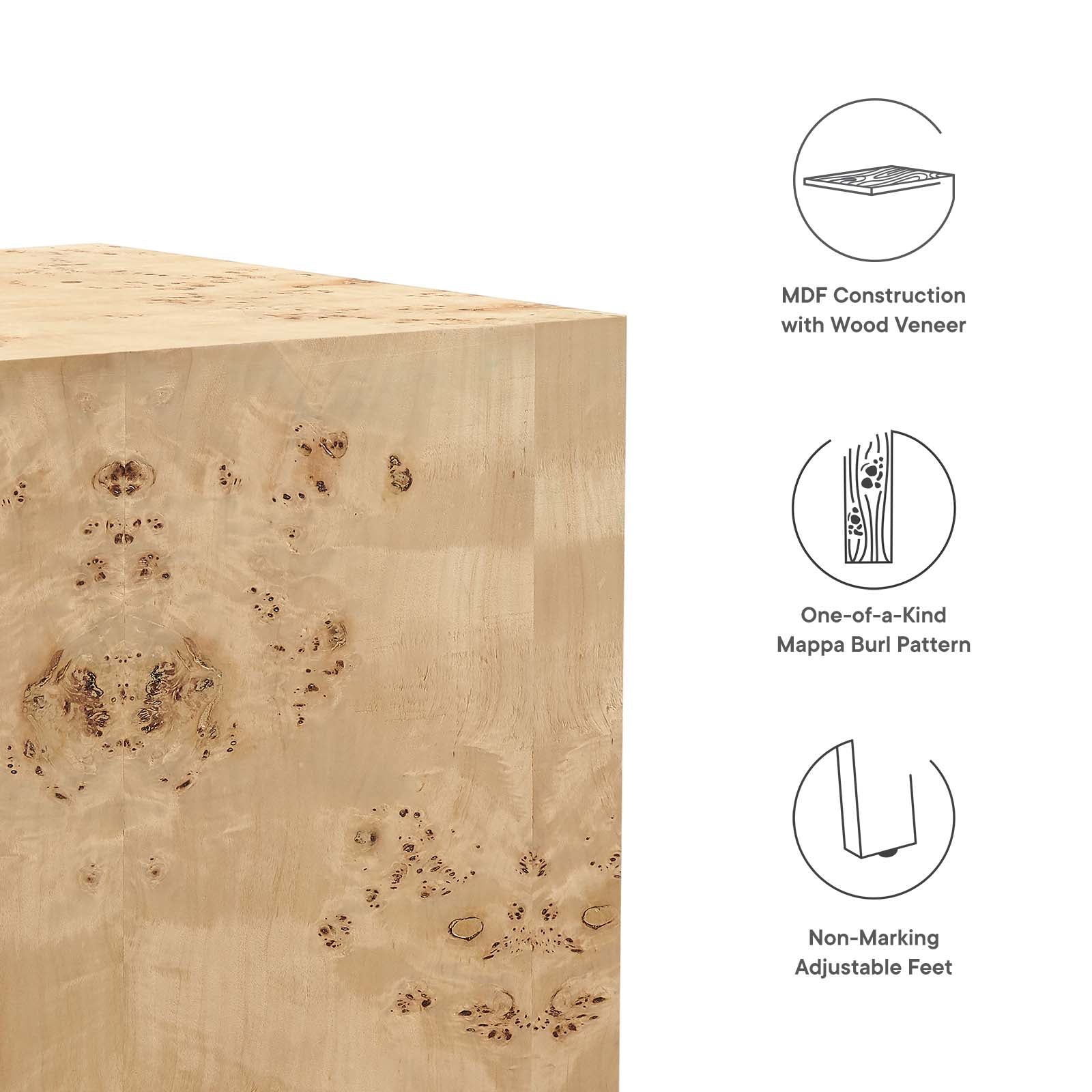 Cosmos 16" Square Burl Wood Side Table By Modway - EEI-6273 | Side Tables | Modishstore - 14