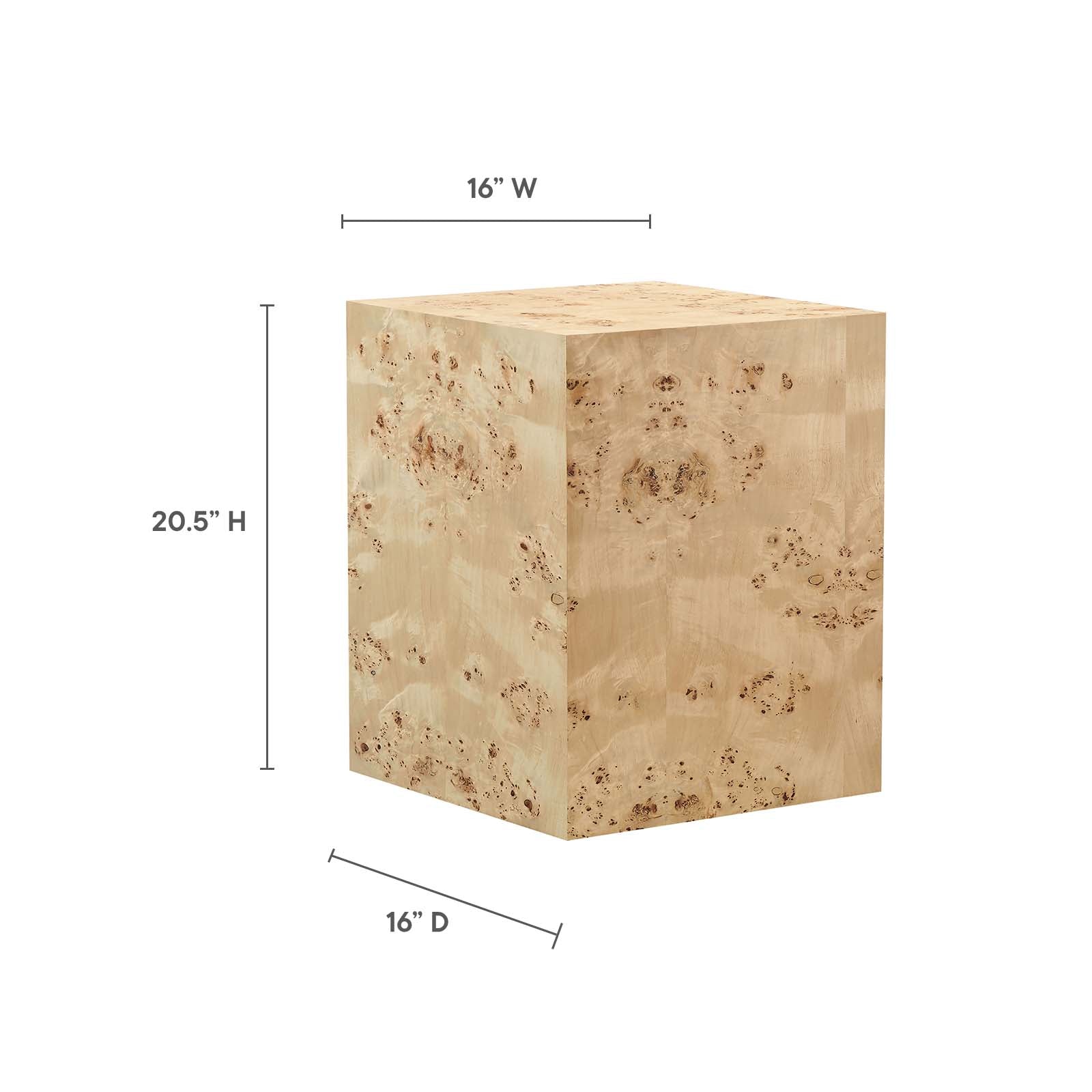 Cosmos 16" Square Burl Wood Side Table By Modway - EEI-6273 | Side Tables | Modishstore - 15