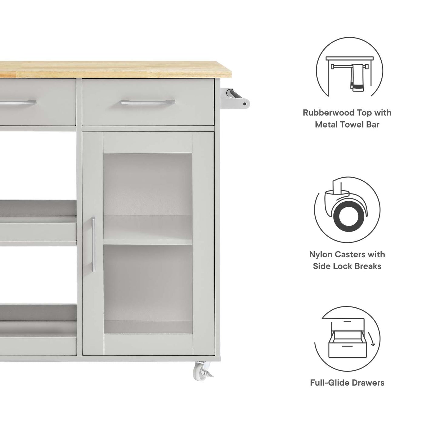 Culinary Kitchen Cart With Towel Bar By Modway - EEI-6275 | Kitchen Carts | Modishstore - 22