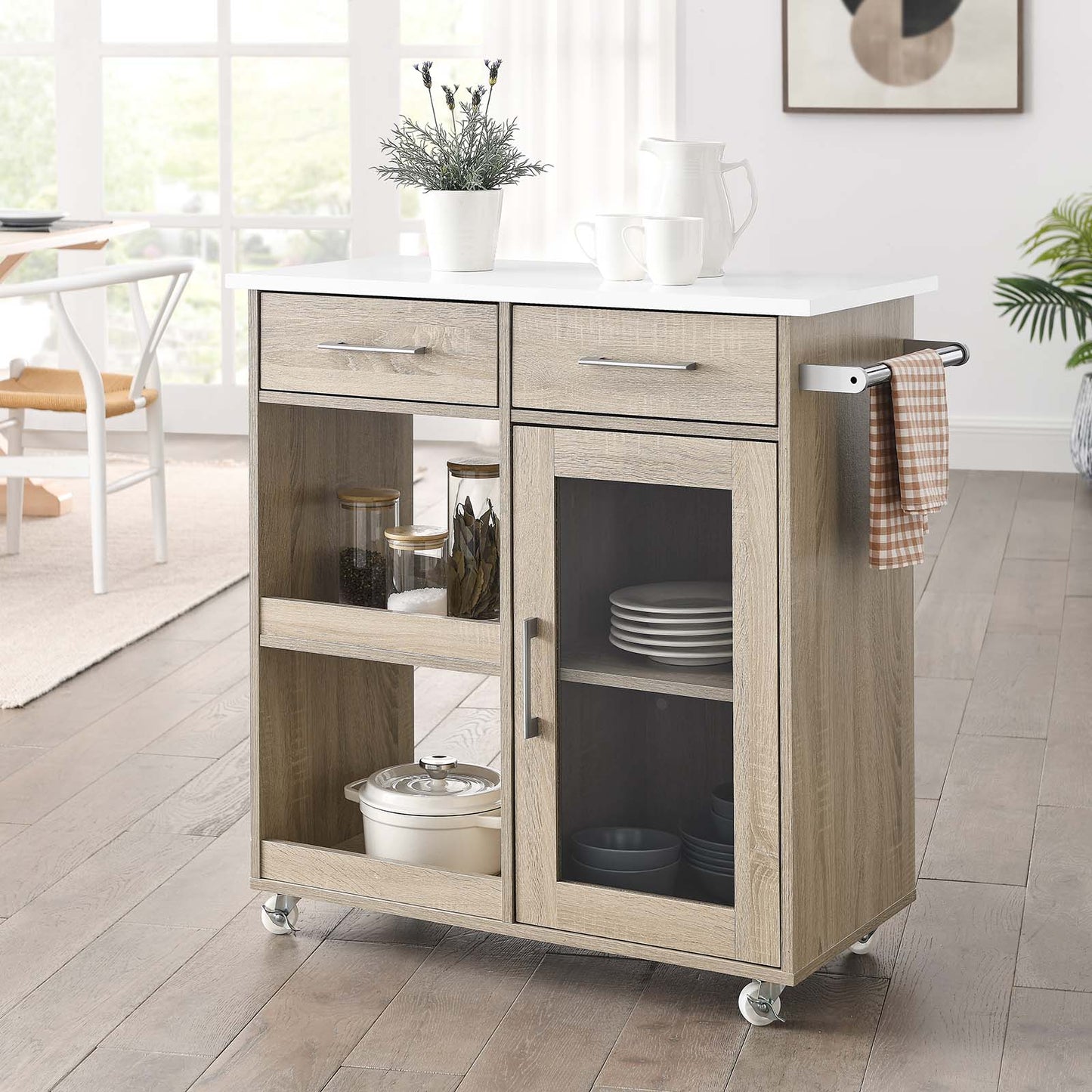 Culinary Kitchen Cart With Towel Bar By Modway - EEI-6275 | Kitchen Carts | Modishstore - 23