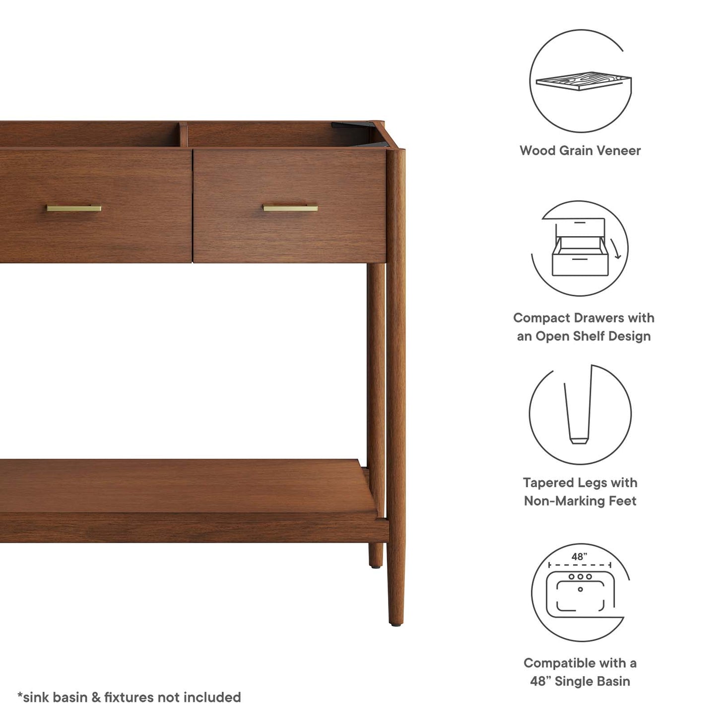 Zaire 48” Single Sink Compatible Bathroom Vanity Cabinet (Sink Basin Not Included) By Modway - EEI-6355 | Bathroom Accessories | Modishstore - 18