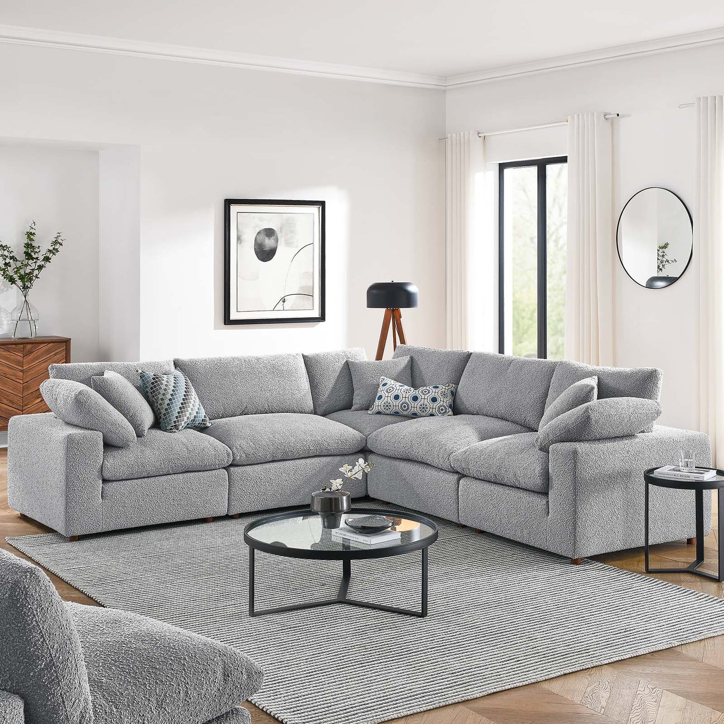 Commix Down Filled Overstuffed Boucle 5-Piece Sectional Sofa By Modway - EEI-6368 | Sectional | Modishstore - 15