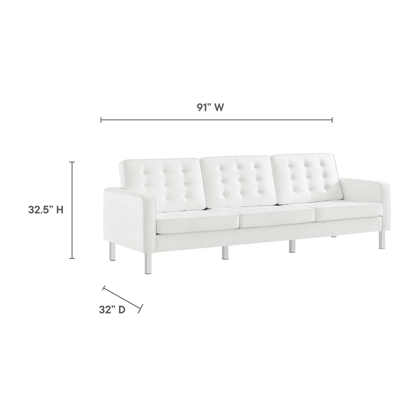 Loft Tufted Vegan Leather Sofa and Ottoman Set By Modway - EEI-6410 | Sofas | Modishstore - 30