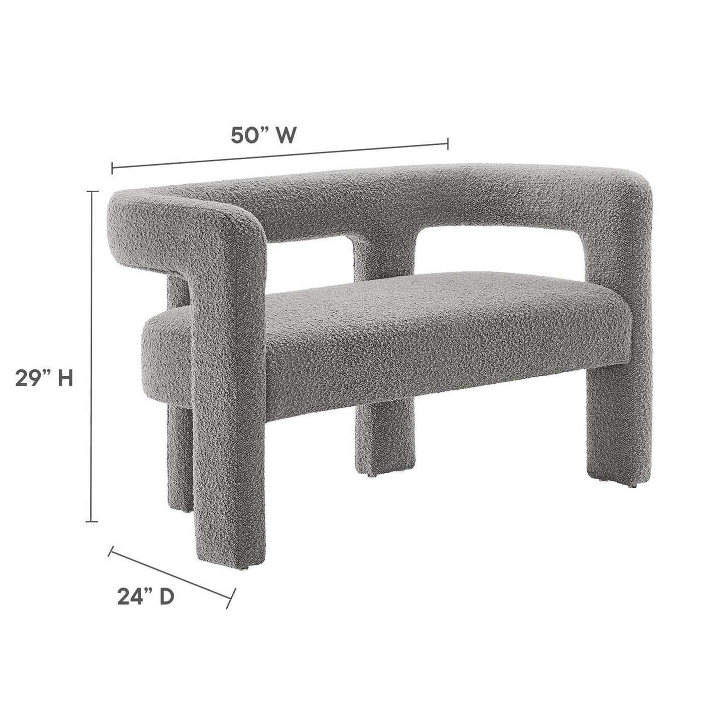 Kayla Boucle Upholstered Loveseat By Modway - EEI-6477 | Loveseats | Modishstore - 24