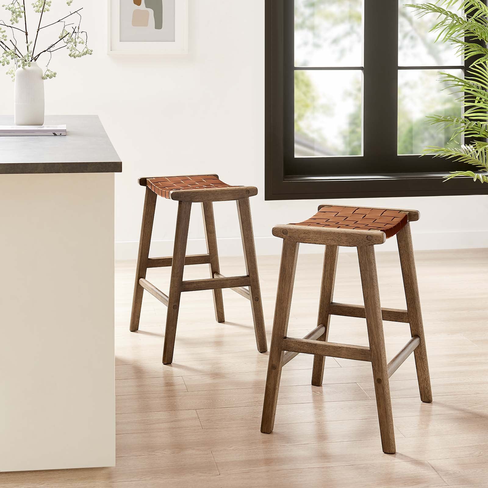 Saoirse Faux Leather Wood Counter Stool - Set of 2 By Modway - EEI-6547 | Counter Stools | Modway - 25