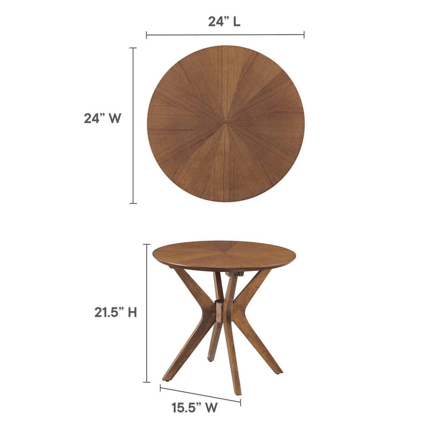 Crossroads 24” Round Wood Side Table By Modway - EEI-6558 | Side Tables | Modway - 15