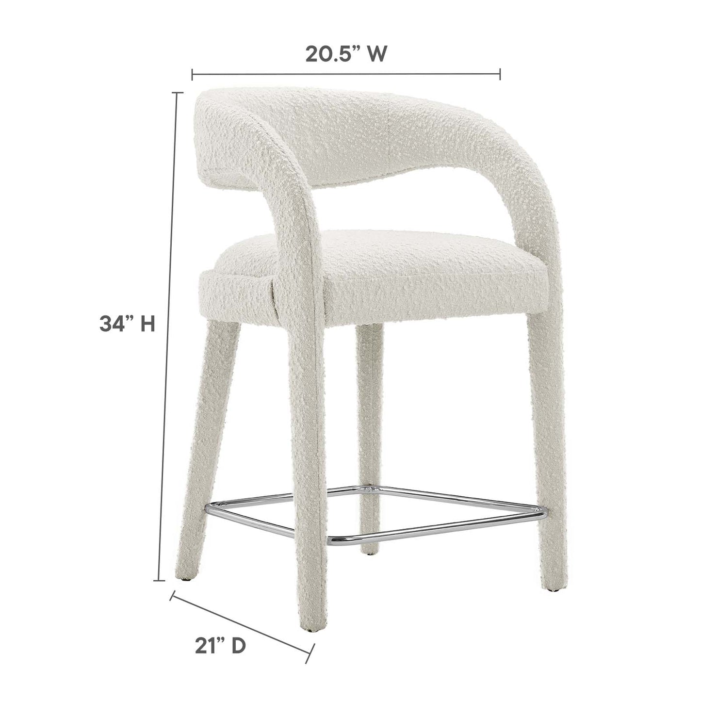 Pinnacle Boucle Upholstered Counter Stool Set of Two By Modway - EEI-6565 | Counter Stools | Modway - 18