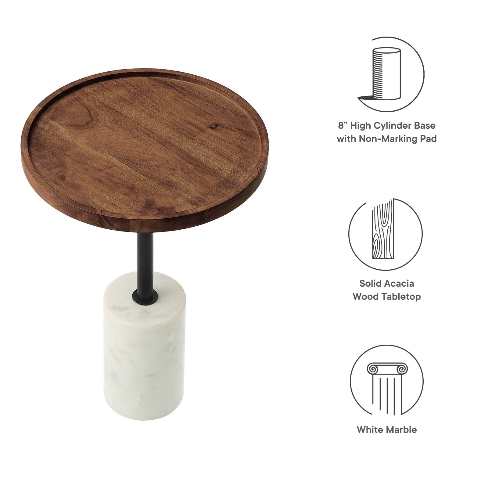 Amina Round Acacia Wood Side Table By Modway - EEI-6607 | Side Tables | Modishstore - 7