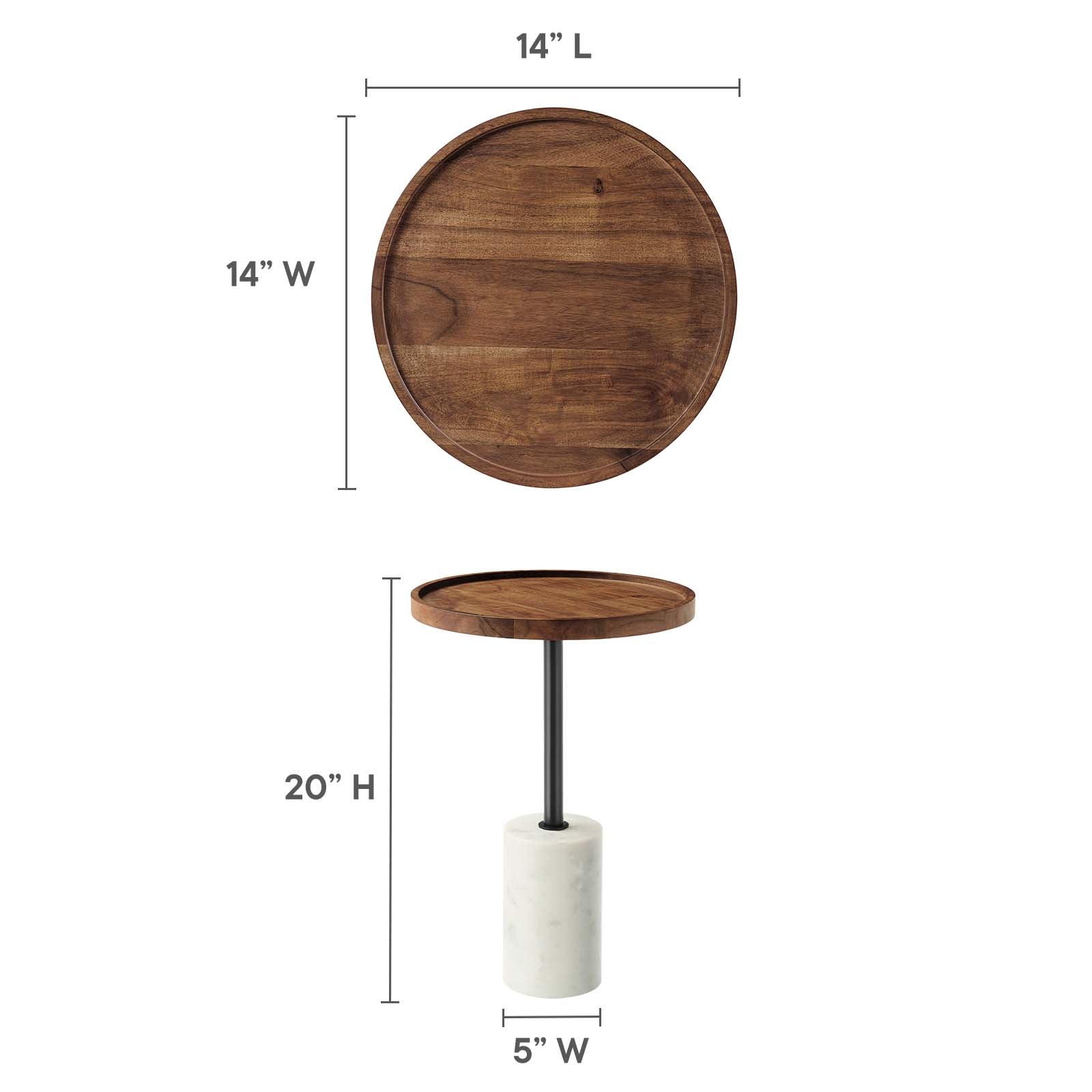 Amina Round Acacia Wood Side Table By Modway - EEI-6607 | Side Tables | Modishstore - 8
