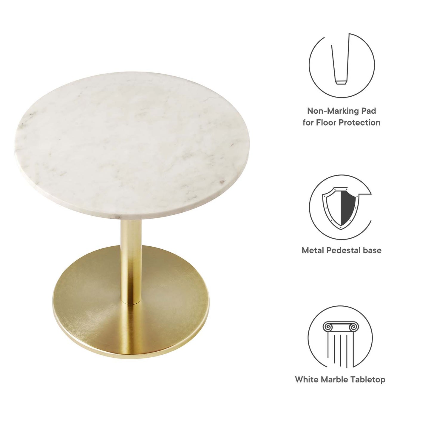 Viva Round White Marble Side Table By Modway - EEI-6609 | Side Tables | Modishstore - 6