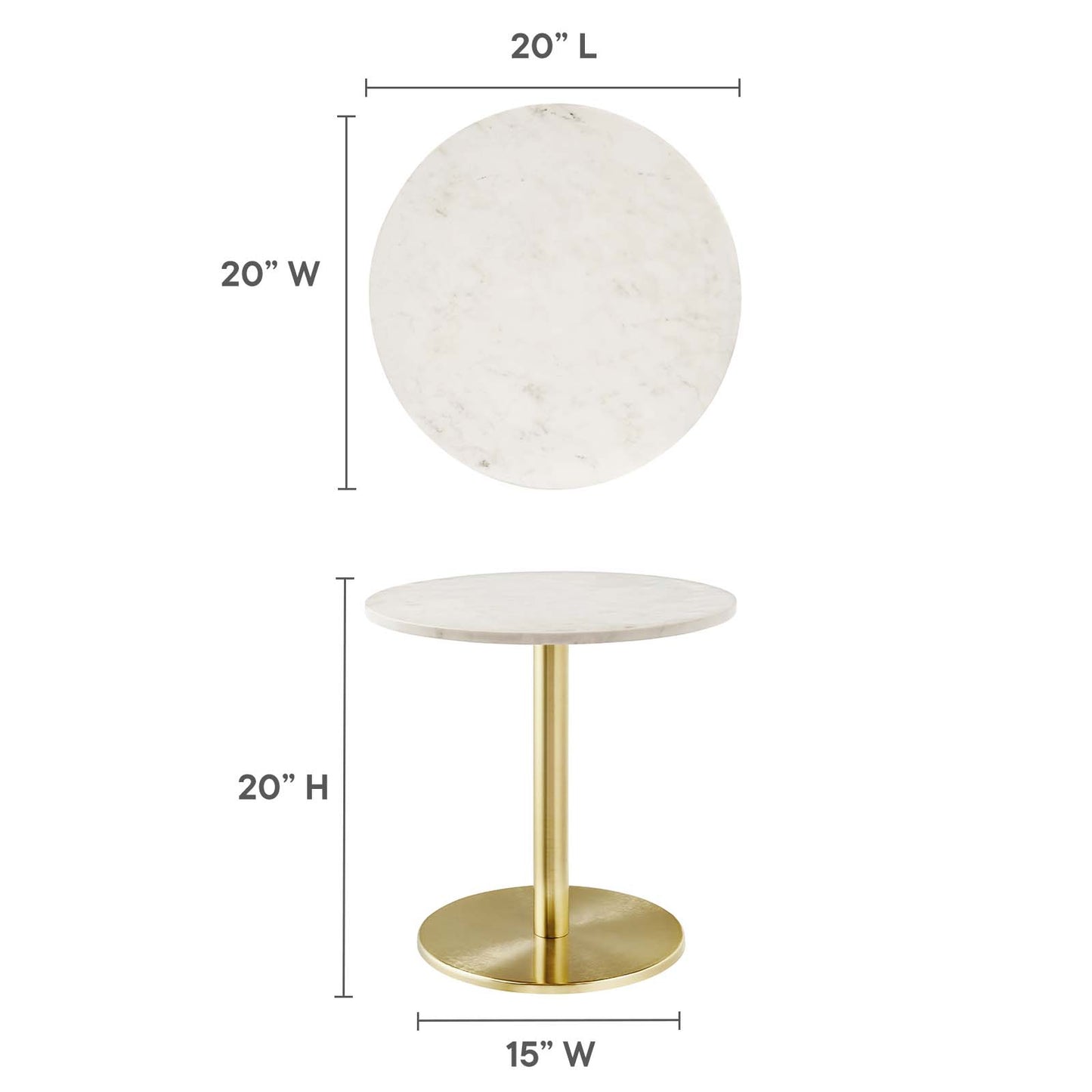 Viva Round White Marble Side Table By Modway - EEI-6609 | Side Tables | Modishstore - 7