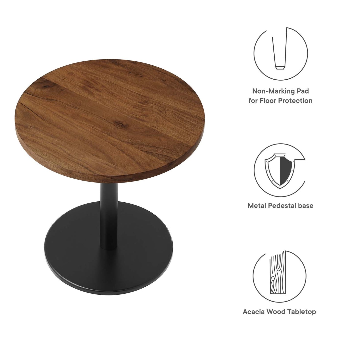 Viva Round Acacia Wood Side Table By Modway - EEI-6610 | Side Tables | Modishstore - 6