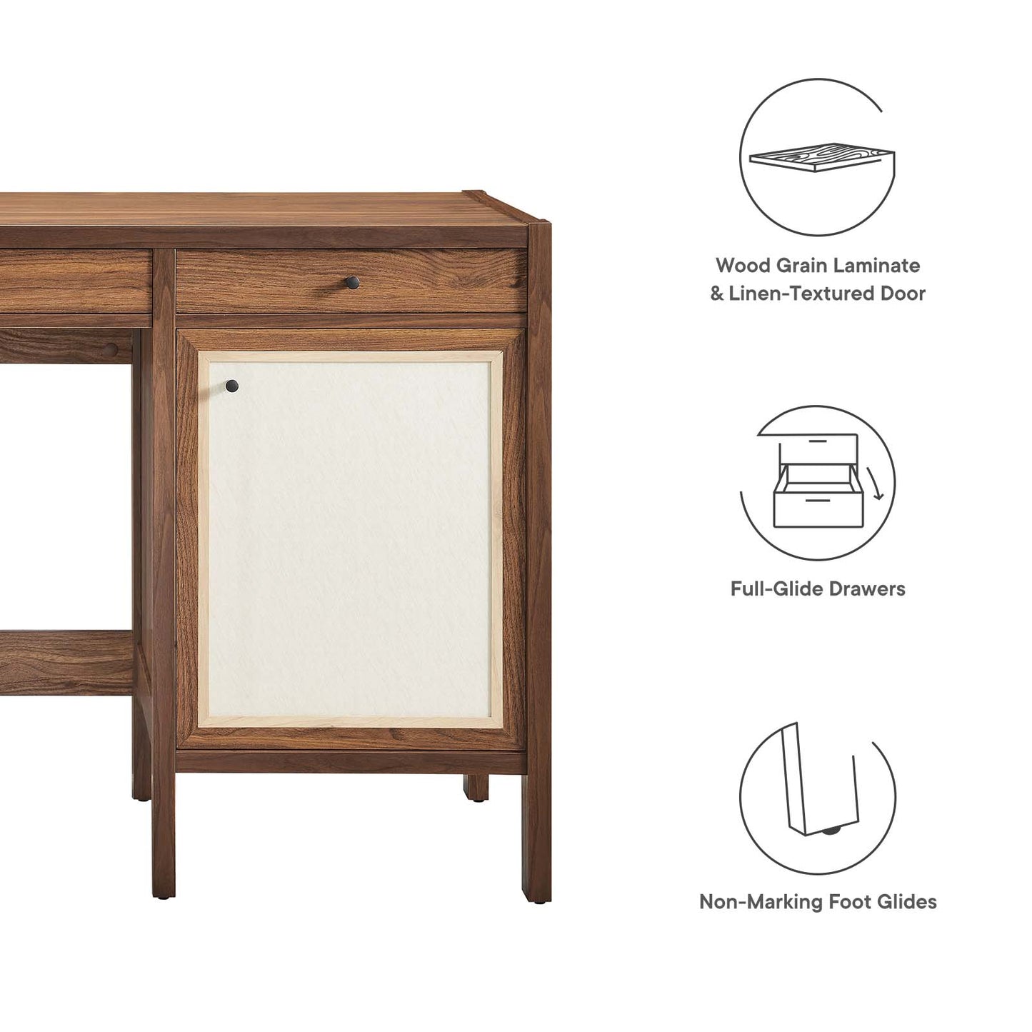 Capri 49" Wood Grain Office Desk By Modway - EEI-6617 | Cabinets | Modishstore - 8