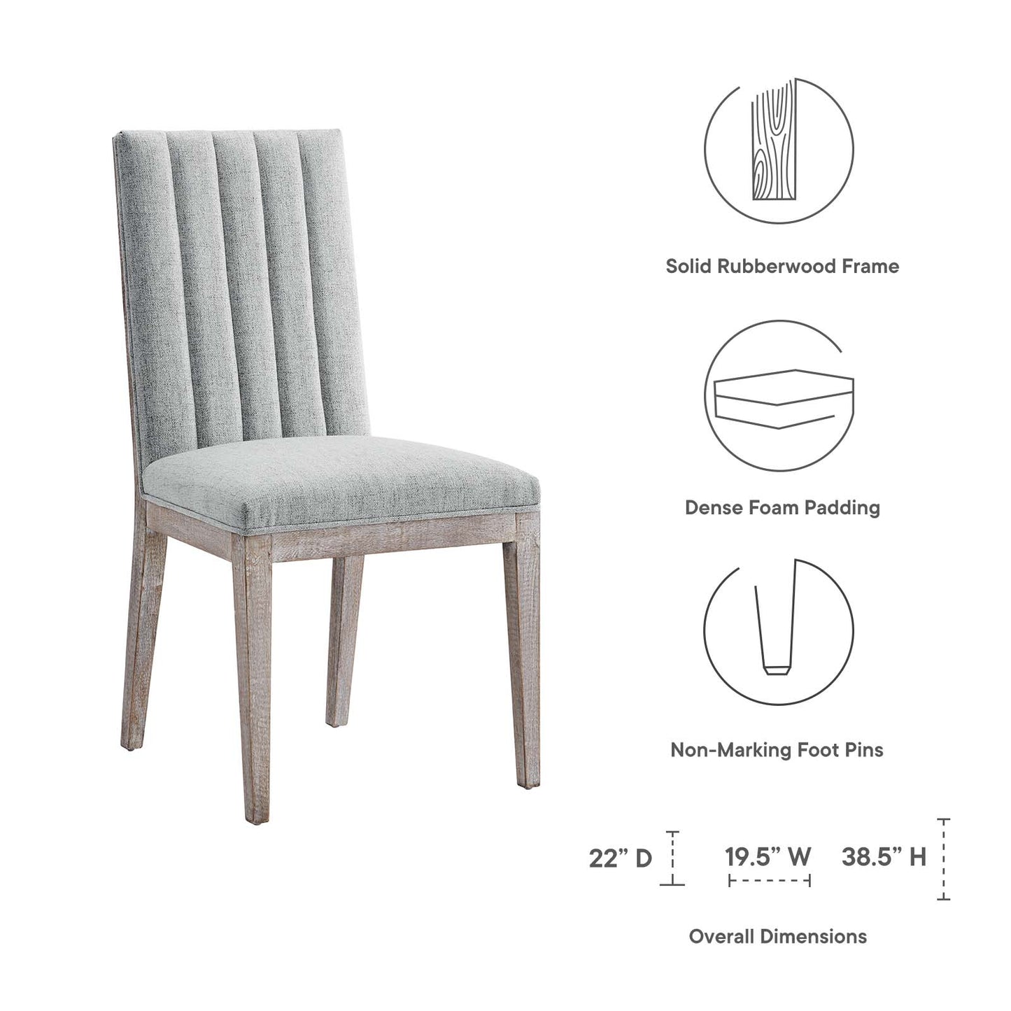 Maisonette French Vintage Tufted Fabric Dining Side Chairs Set of 2 By Modway - EEI-6623 | Dining Chairs | Modishstore - 14