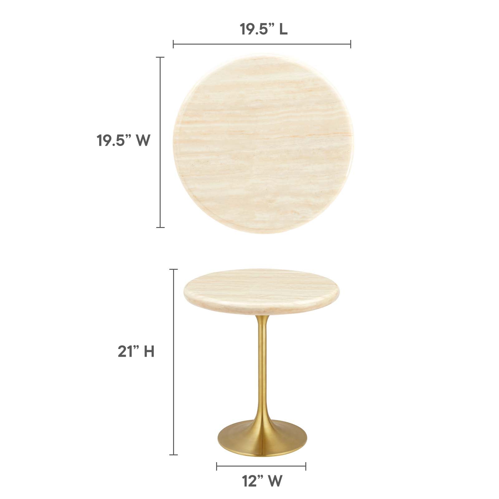 Lippa 20" Round Artificial Travertine  Side Table By Modway - EEI-6746 | Side Tables | Modishstore - 6