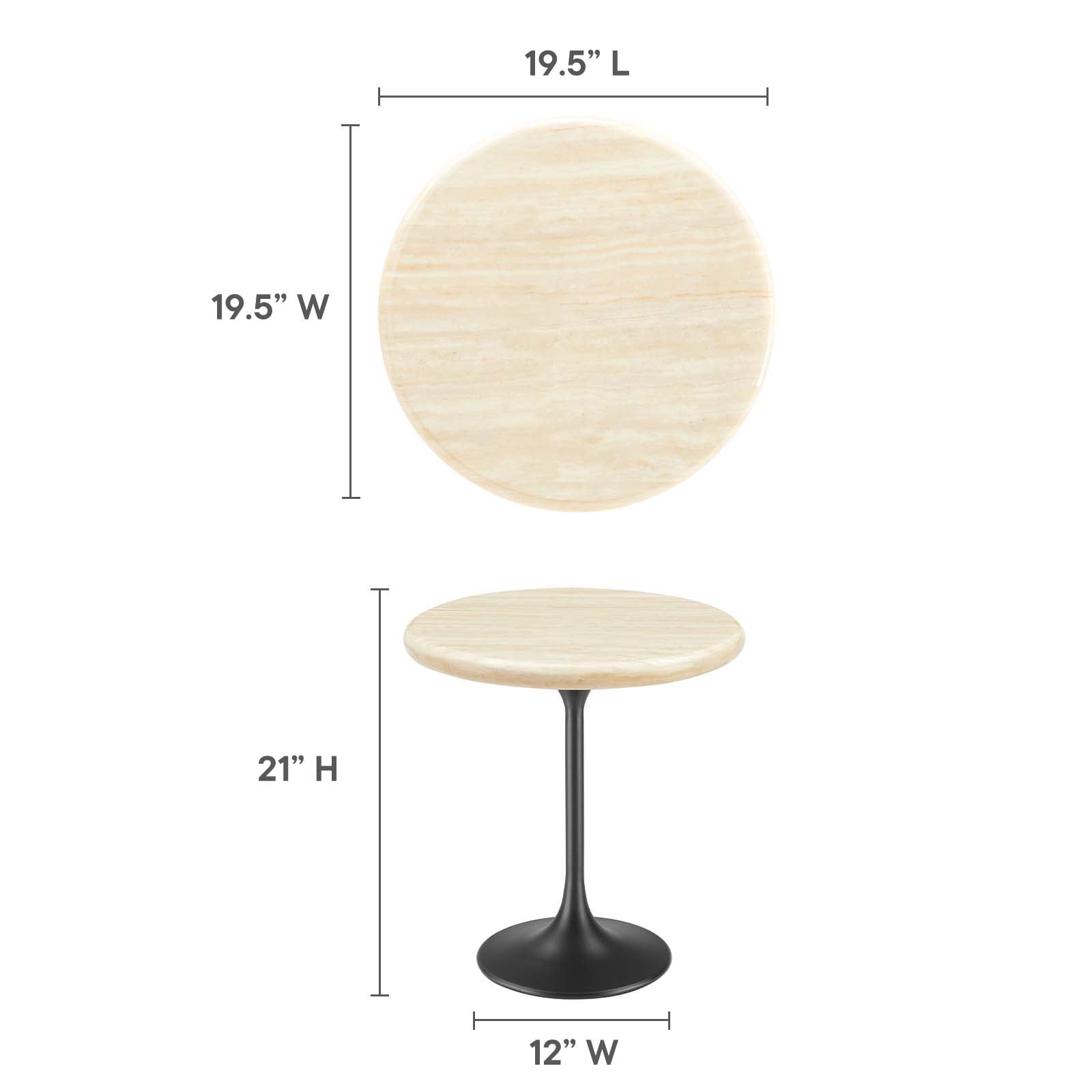 Lippa 20" Round Artificial Travertine  Side Table By Modway - EEI-6747 | Side Tables | Modishstore - 6