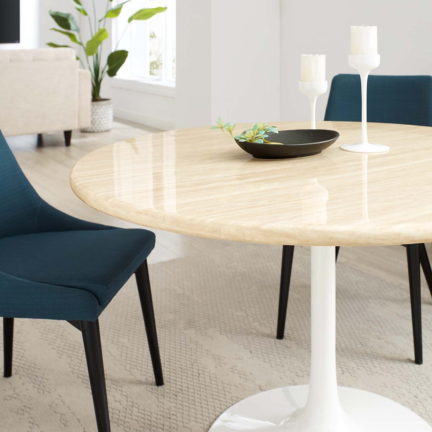 Lippa 48" Round Artificial Travertine Dining Table By Modway - EEI-6754 | Dining Tables | Modishstore - 8