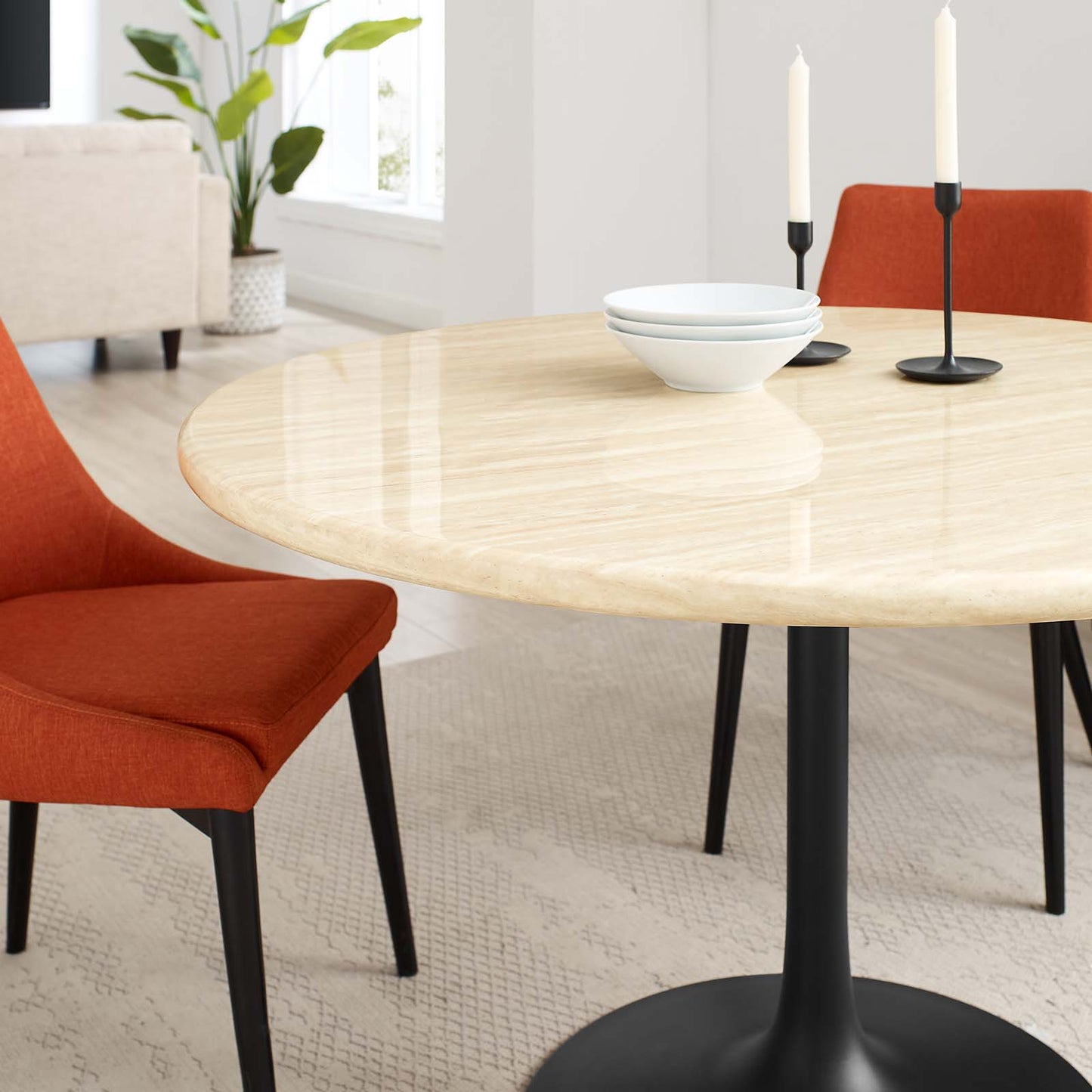 Lippa 48" Round Artificial Travertine Dining Table By Modway - EEI-6755 | Dining Tables | Modishstore - 8