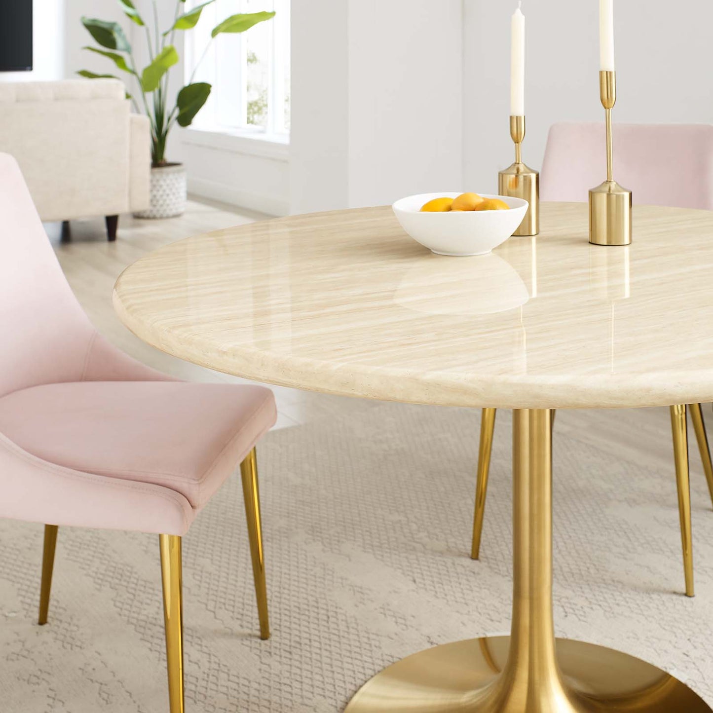 Lippa 48" Round Artificial Travertine Dining Table By Modway - EEI-6756 | Dining Tables | Modishstore - 8