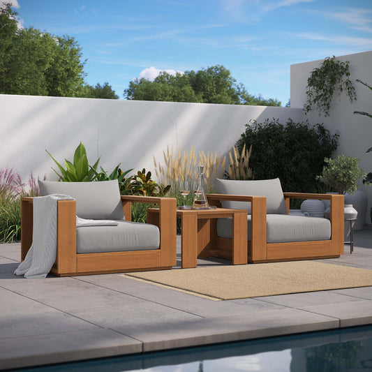 Tahoe Outdoor Patio Acacia Wood 3-Piece Furniture Set By Modway - EEI-6798 | Outdoor Sofas, Loveseats & Sectionals | Modishstore