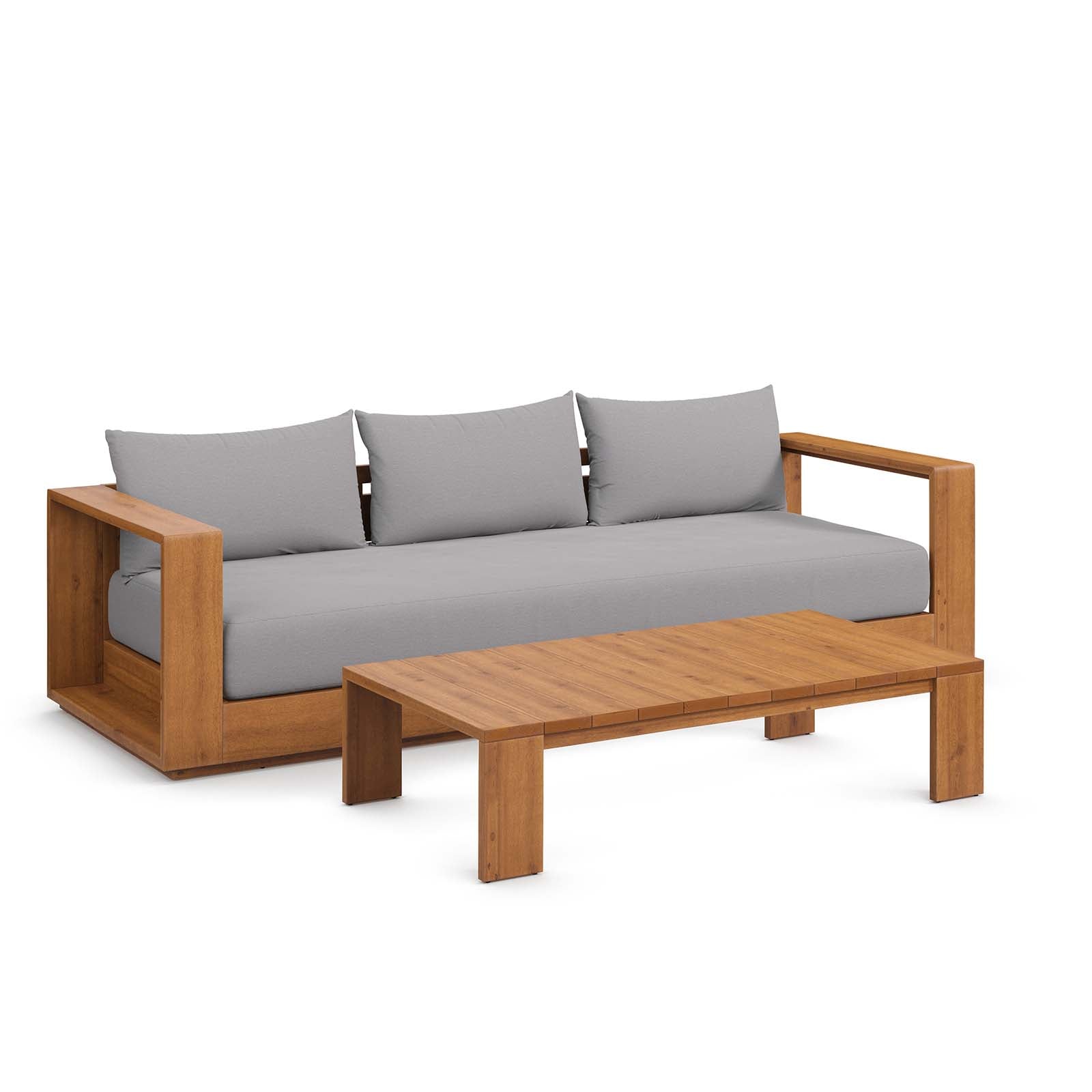 Tahoe Outdoor Patio Acacia Wood 2-Piece Sofa and Coffee Table Set By Modway - EEI-6799 | Outdoor Sofas, Loveseats & Sectionals | Modishstore - 2