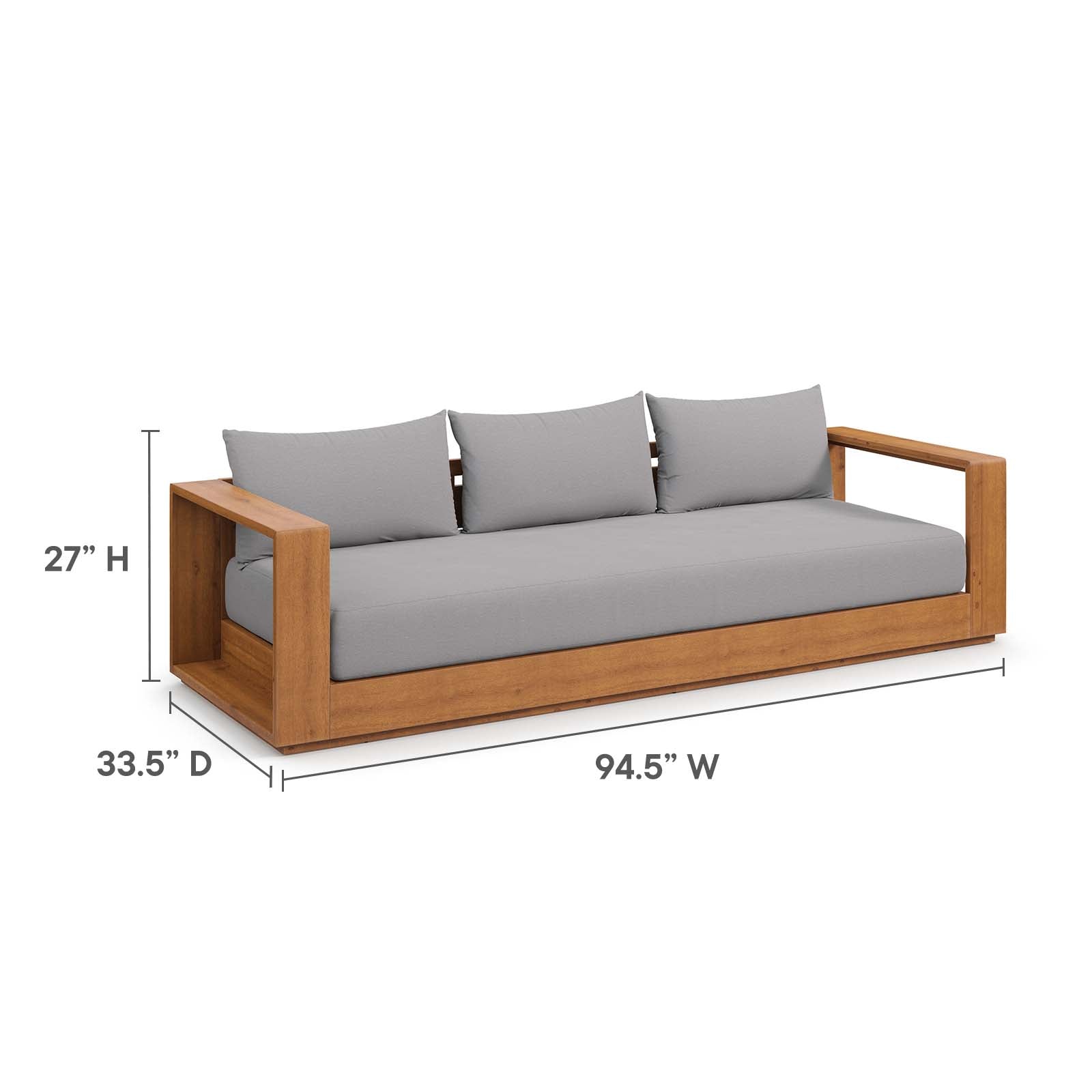 Tahoe Outdoor Patio Acacia Wood 2-Piece Sofa and Coffee Table Set By Modway - EEI-6799 | Outdoor Sofas, Loveseats & Sectionals | Modishstore - 4