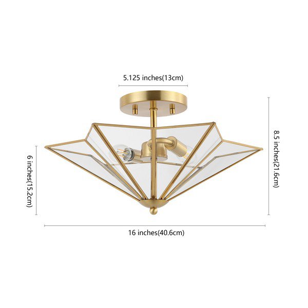 Safavieh Haruna Flush Mount - Antique Brass | Ceiling Lamps | Modishstore - 3