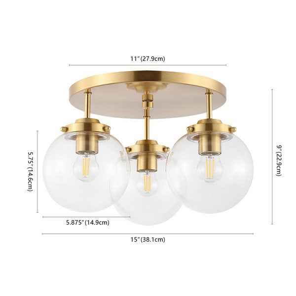 Safavieh Ginesta Flush Mount - Brass Gold | Ceiling Lamps | Modishstore - 3