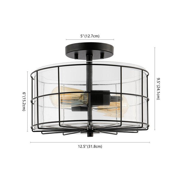 Safavieh Hannes Flush Mount - Painted Matte Black | Ceiling Lamps | Modishstore - 3