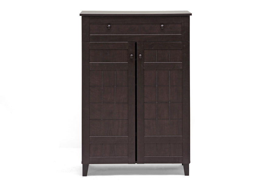 baxton studio glidden dark brown wood modern shoe cabinet tall | Modish Furniture Store-2