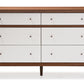 Baxton Studio Harlow Mid-century Modern Scandinavian Style White and Walnut Wood 6-drawer Storage Dresser | Modishstore | Drawers