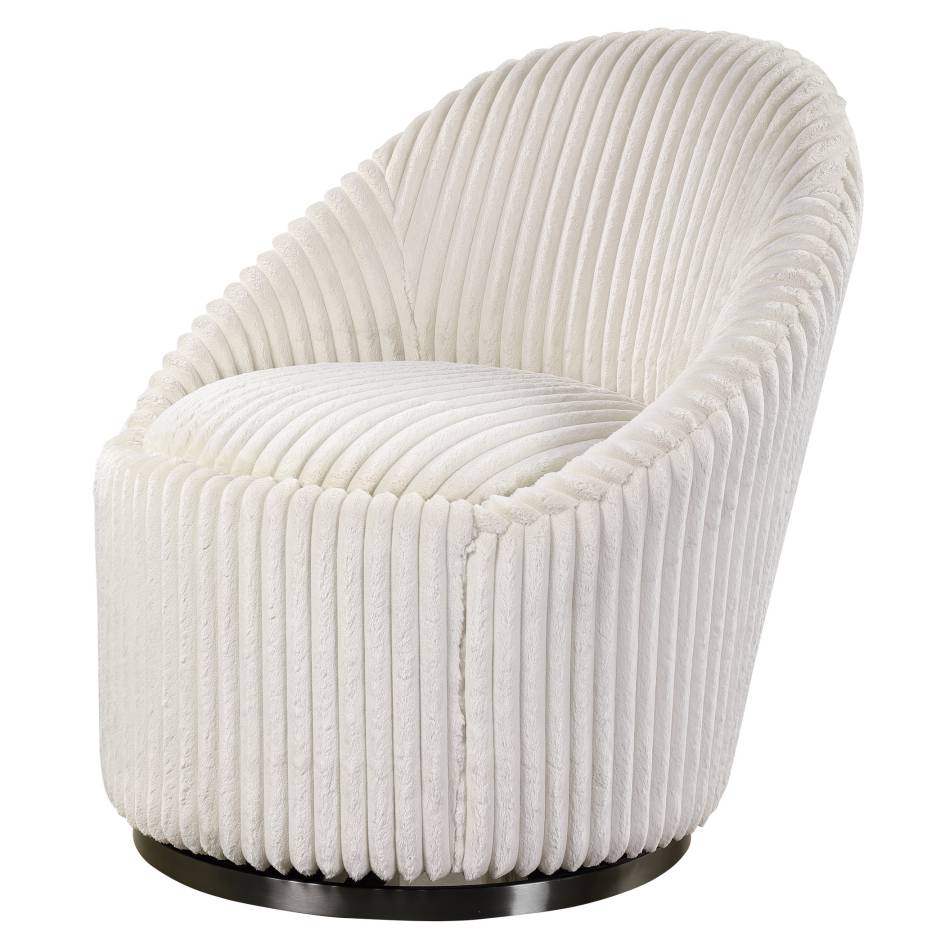 Uttermost Crue White Swivel Chair | Modishstore | Accent Chairs-4