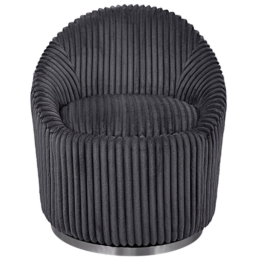Uttermost Crue Gray Fabric Swivel Chair | Modishstore | Accent Chairs