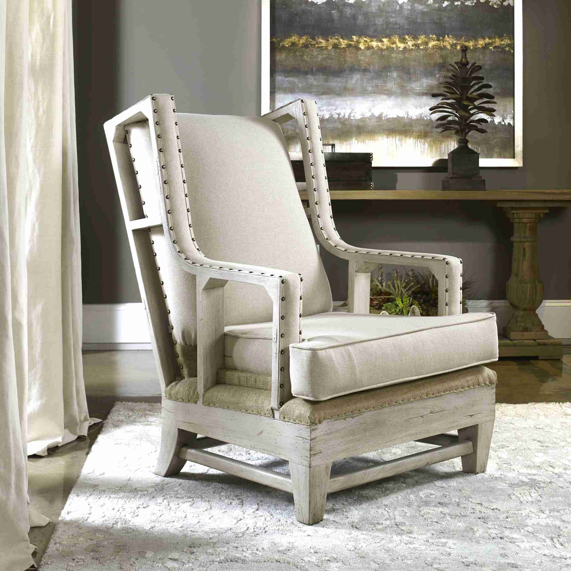 Uttermost Schafer Linen Armchair | Armchairs | Modishstore - 3