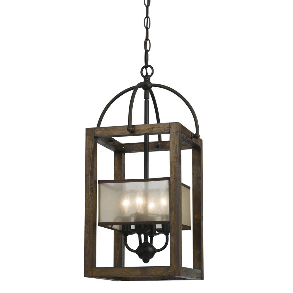 Cal Lighting FX-3536/4 4 Light Mission Wood/Metal Chandelier-2