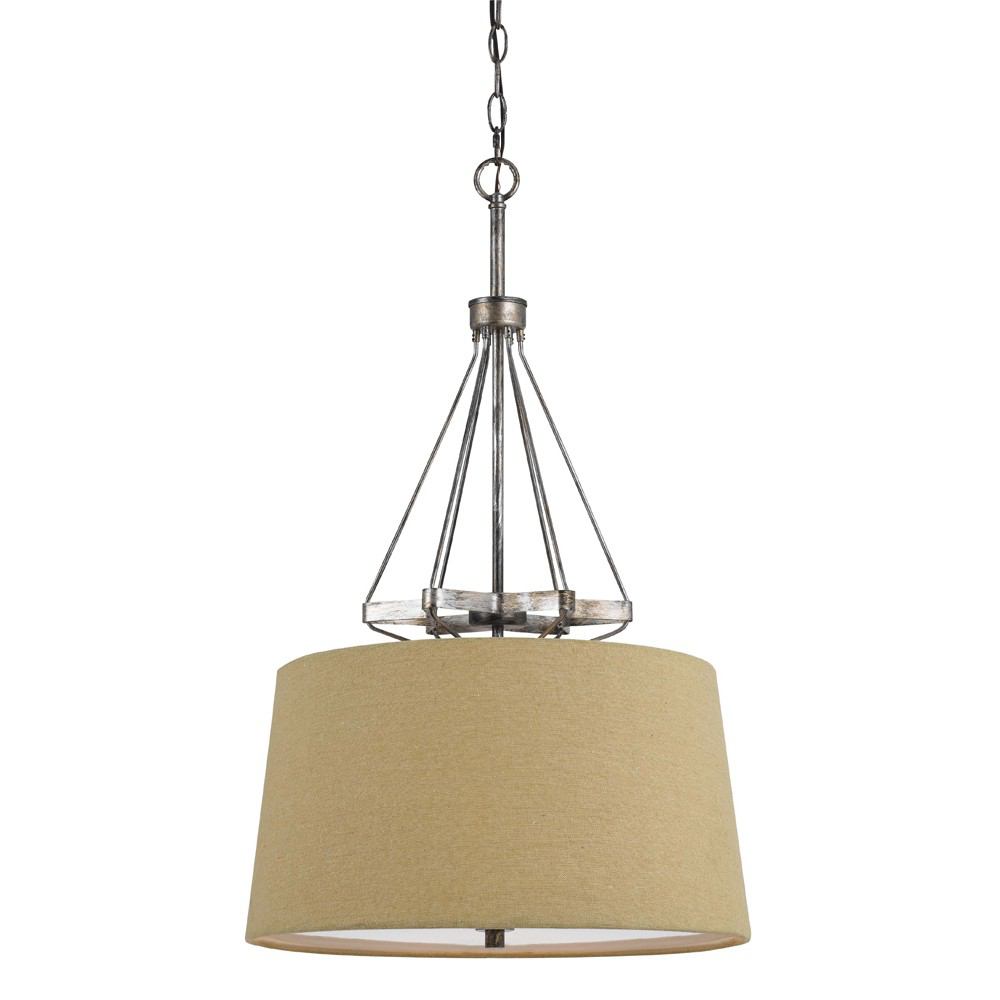 Cal Lighting FX-3538/1P 60W X 3 Cresco Pendant With Burlap Shade | Modishstore | Pendant Lamps
