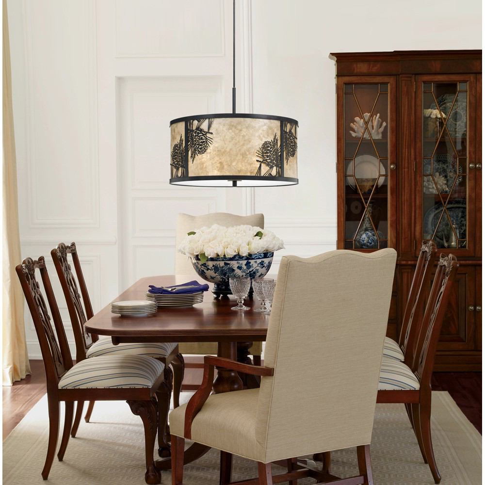 Cal Lighting FX-3615-1P 60W X 3 Pine Cone Mica Fixture | Modishstore | Chandeliers