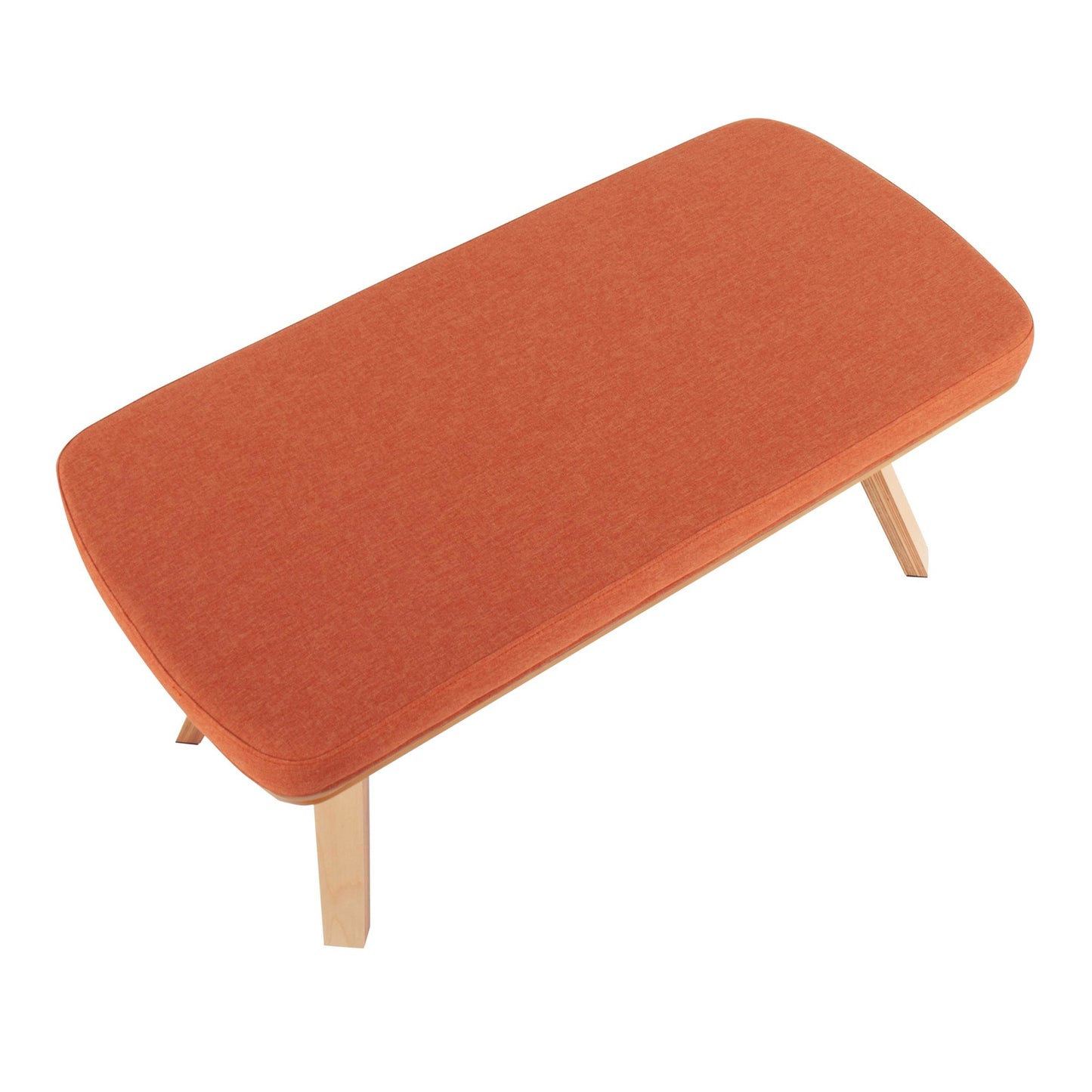 Folia Mid-Century Modern Bench in Natural Wood and Charcoal Fabric By LumiSource | Benches | Modishstore - 22