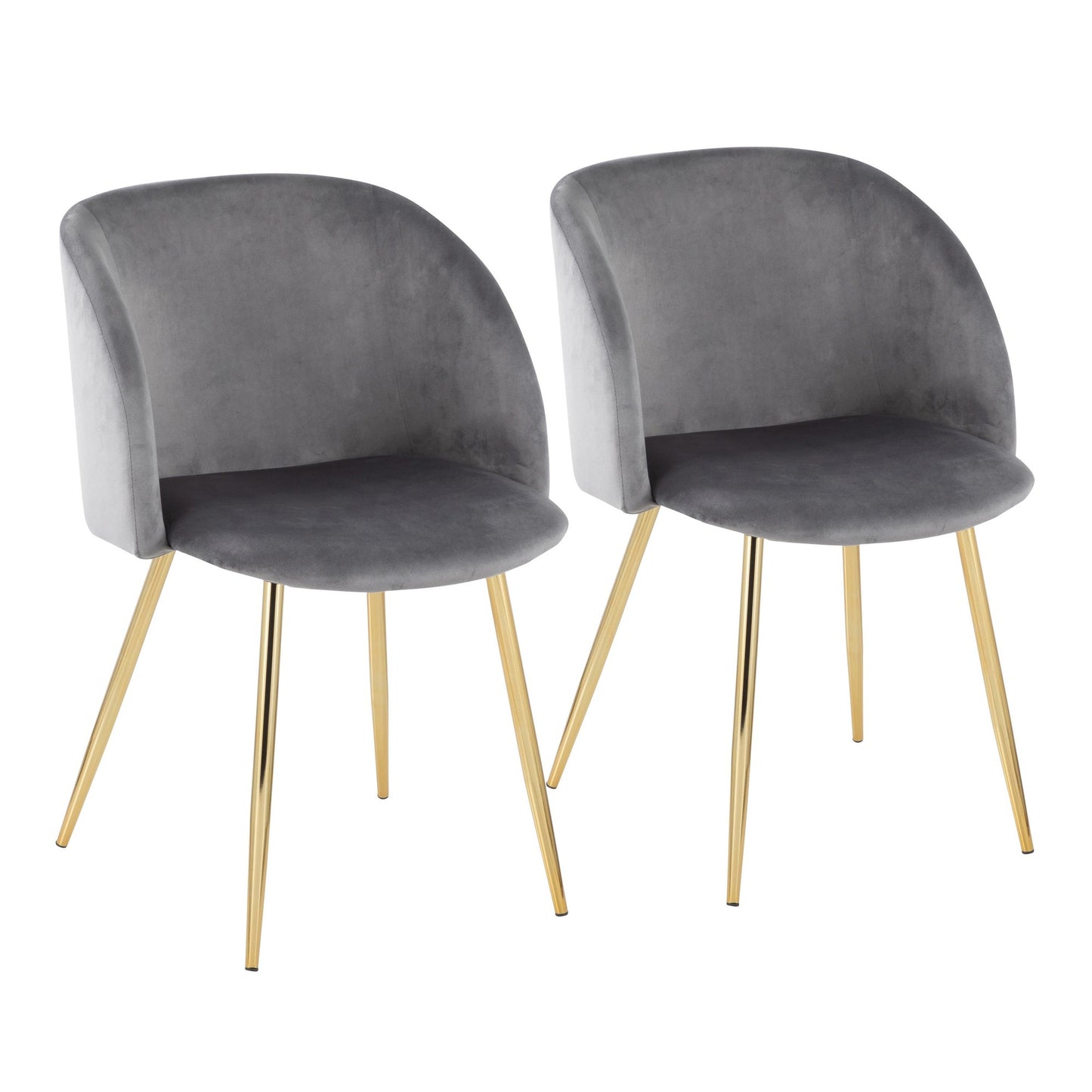 Fran Contemporary Chair in Gold Metal and Silver Velvet By LumiSource - Set of 2 | Dining Chairs | Modishstore - 2