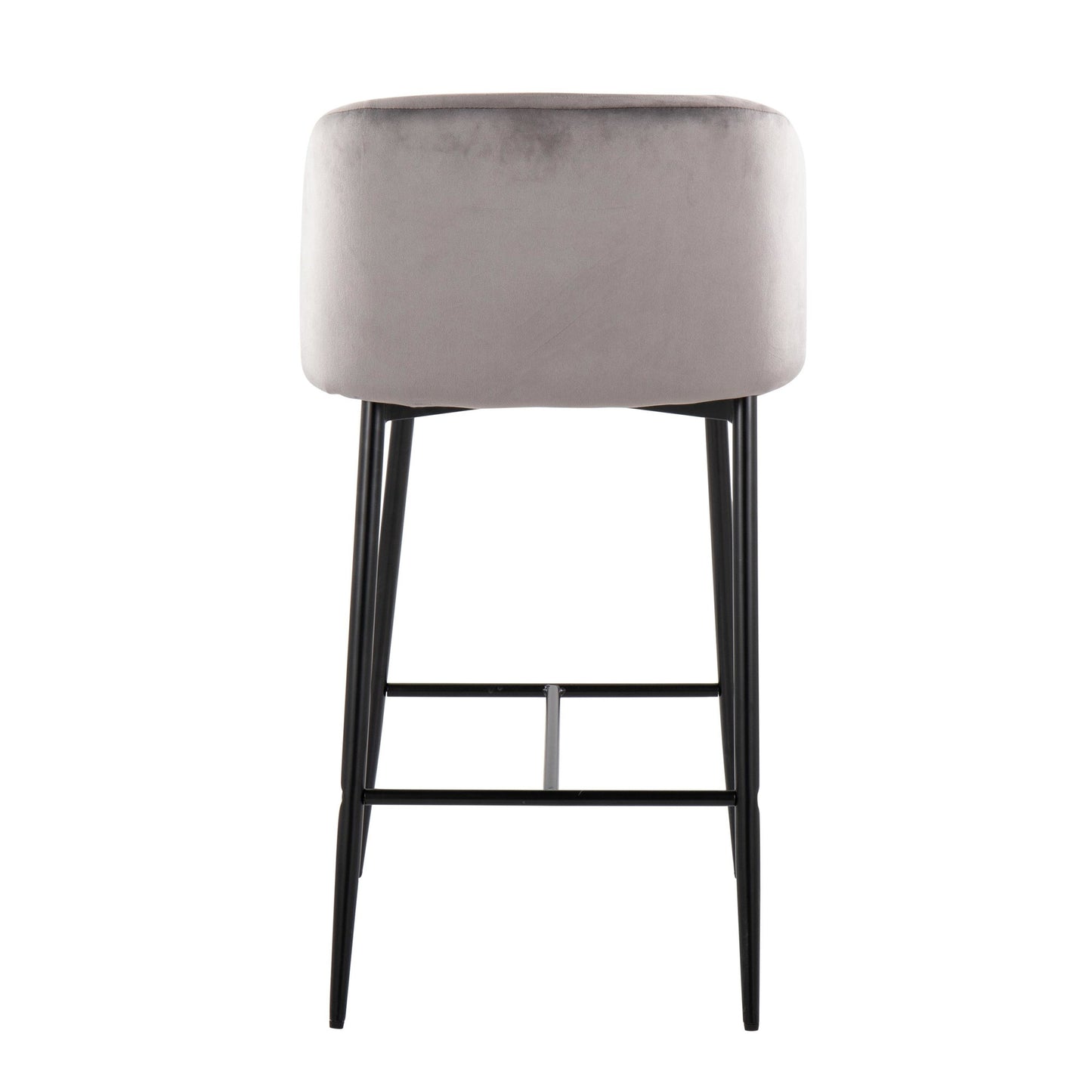 Fran 26" Contemporary Fixed-Height Counter Stool in Black Metal and Black Velvet By LumiSource - Set of 2 | Counter Stools | Modishstore - 36