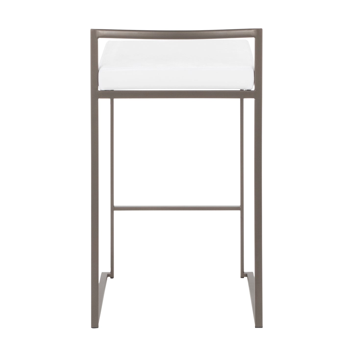 Fuji Industrial Stackable Counter Stool in Antique with White Velvet Cushion By LumiSource - Set of 2 | Counter Stools | Modishstore - 9