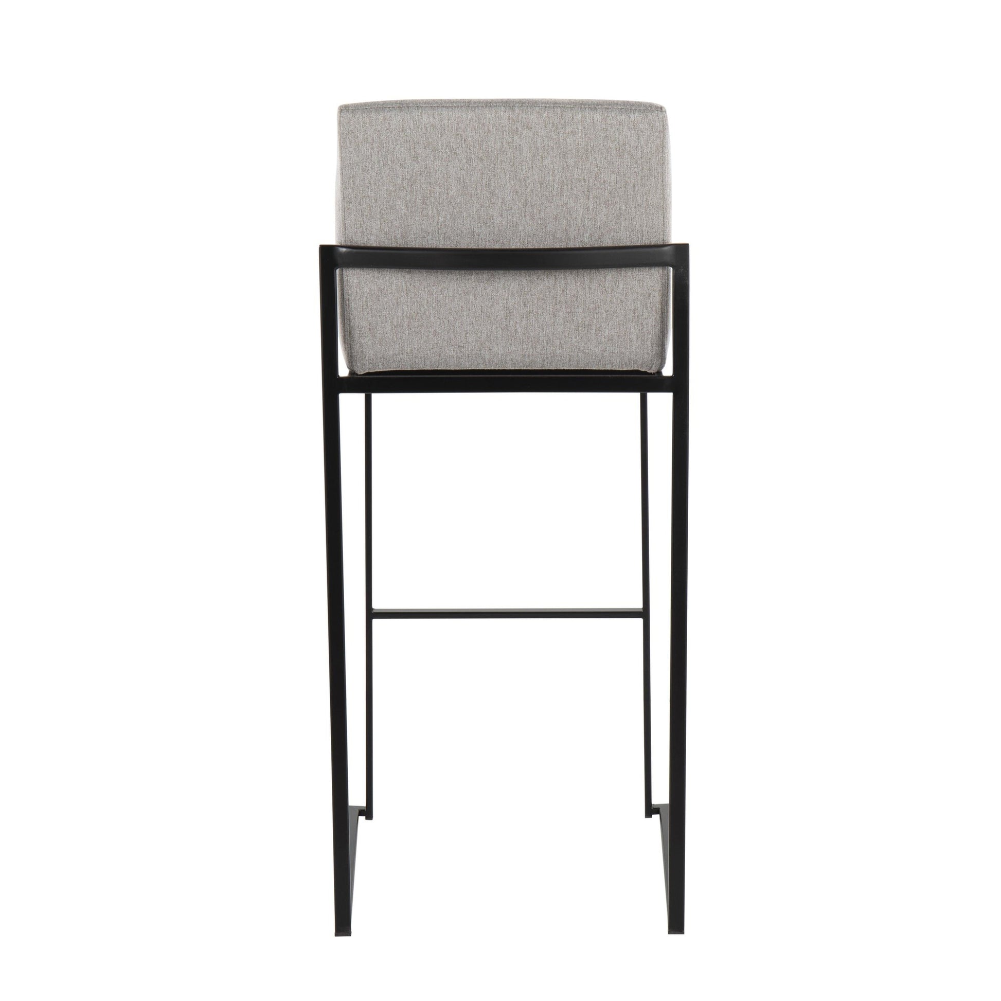 Fuji Contemporary High Back Barstool in Black Steel and Beige Fabric By LumiSource - Set of 2 | Bar Stools | Modishstore - 24