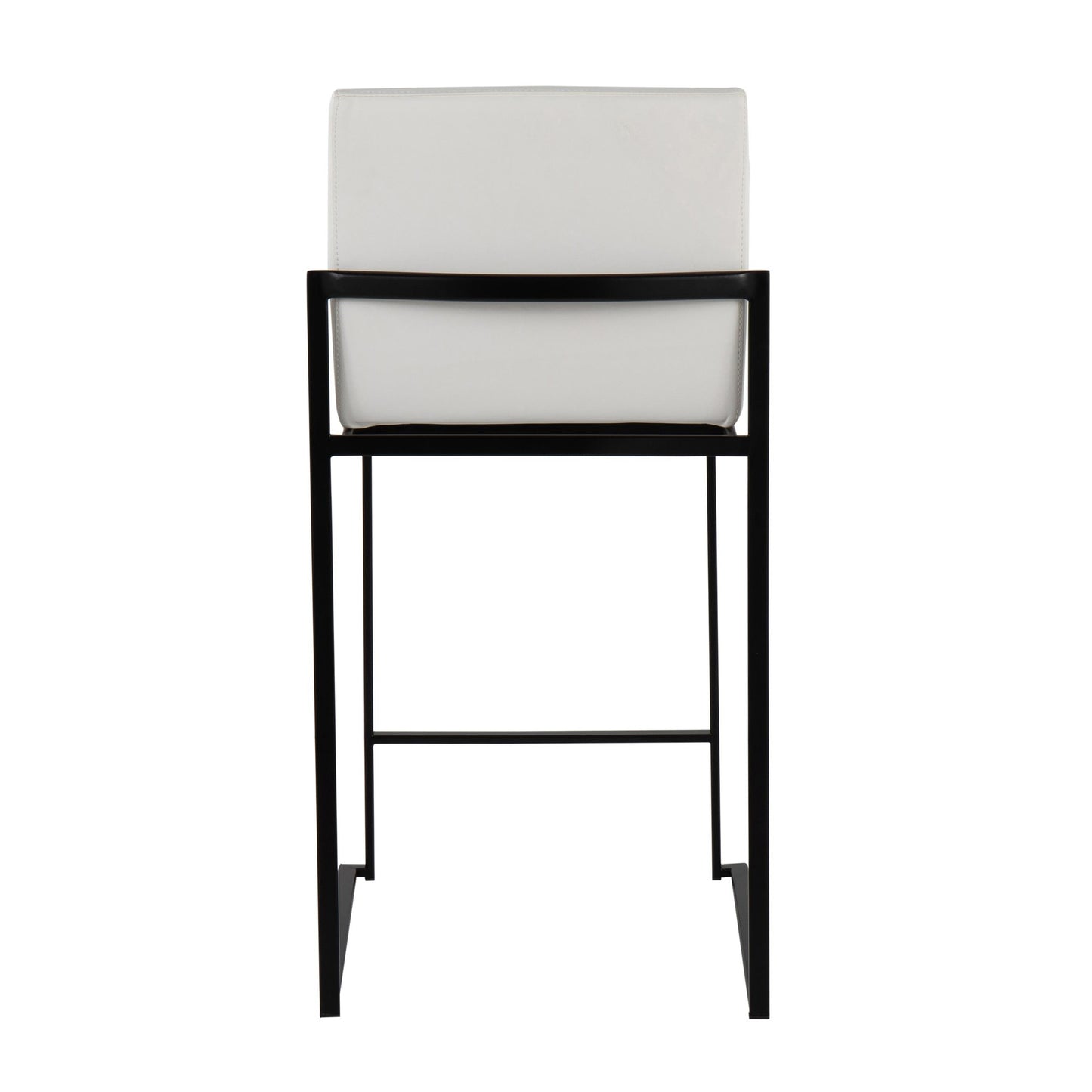 Fuji Contemporary High Back Counter Stool in Black Steel and White Faux Leather By LumiSource - Set of 2 | Counter Stools | Modishstore - 8