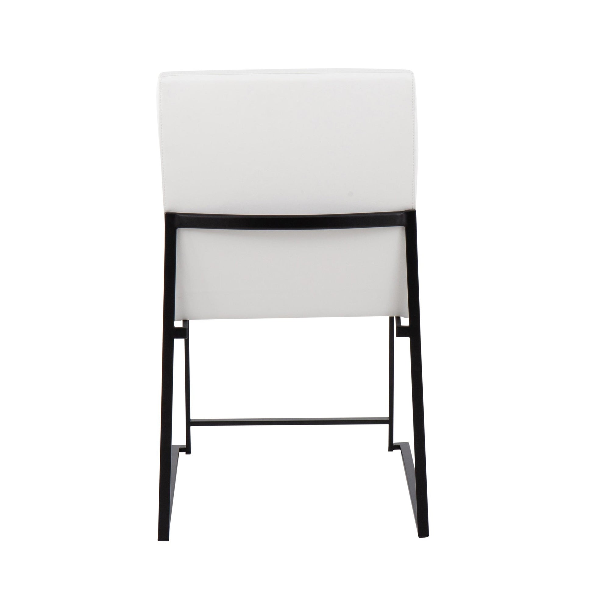 High Back Fuji Contemporary Dining Chair in Black Steel and White Faux Leather By LumiSource - Set of 2 | Dining Chairs | Modishstore - 11
