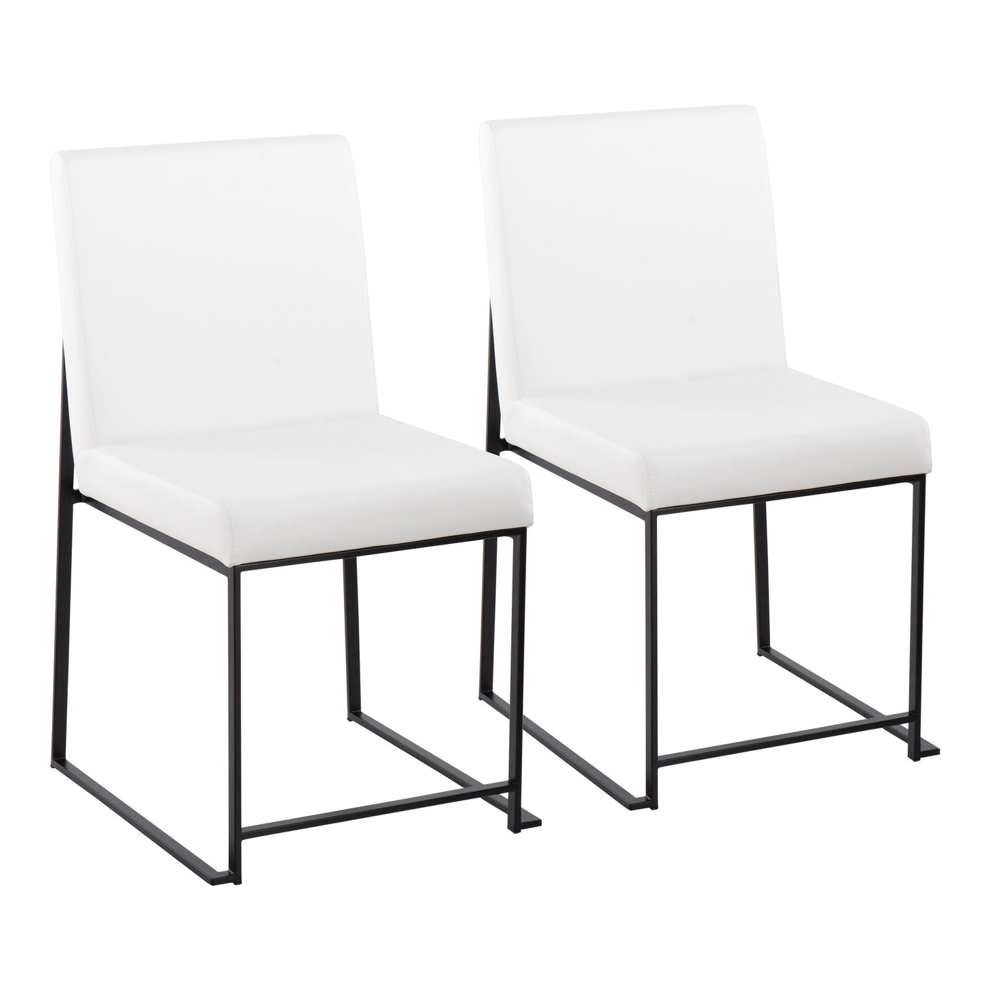 High Back Fuji Contemporary Dining Chair in Black Steel and White Faux Leather By LumiSource - Set of 2 | Dining Chairs | Modishstore - 2