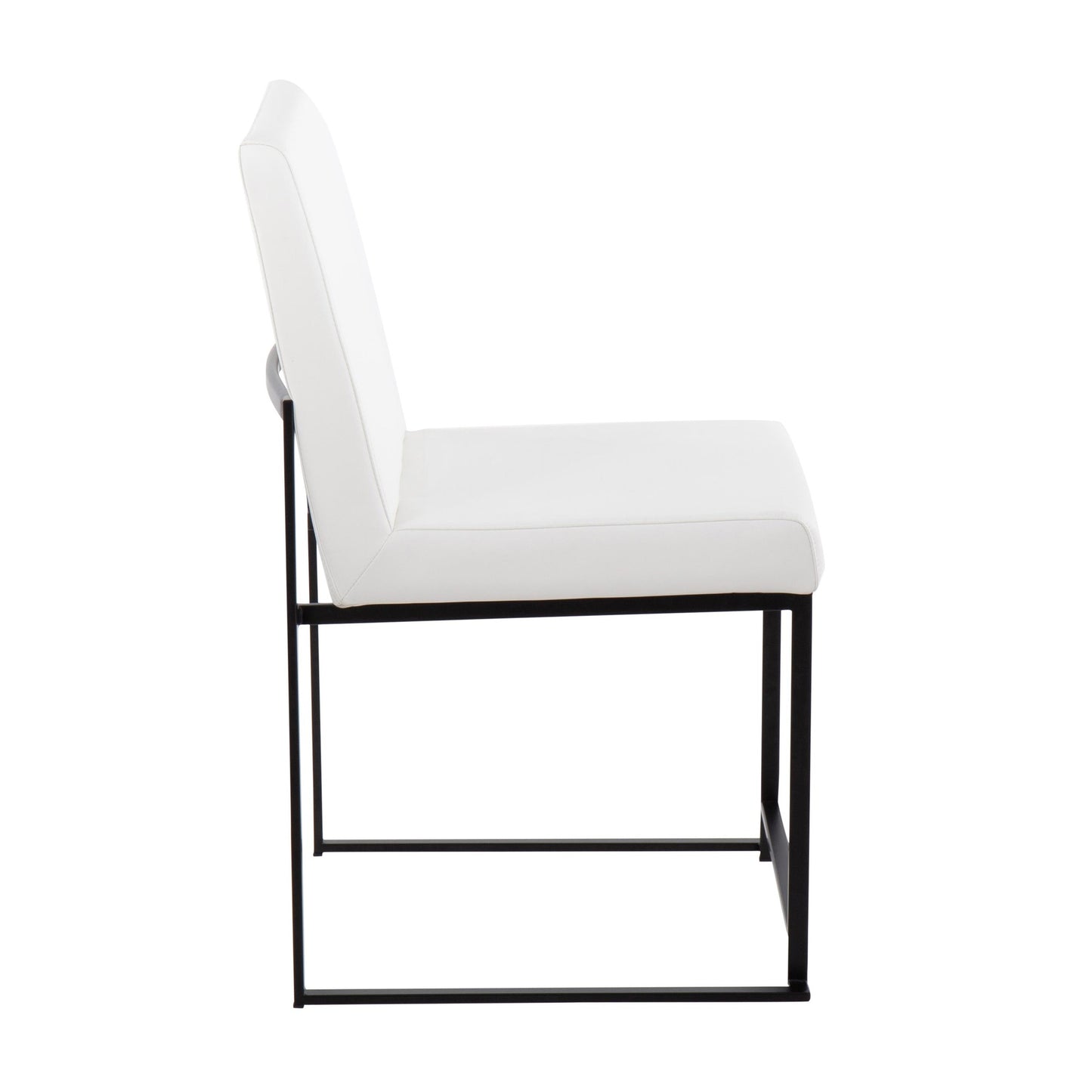 High Back Fuji Contemporary Dining Chair in Black Steel and White Faux Leather By LumiSource - Set of 2 | Dining Chairs | Modishstore - 9