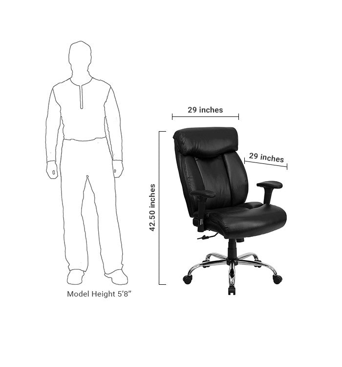 Flash Furniture GO-1235-BK-LEA-A-GG Hercules Series Black Leather Executive Swivel Office Chair With Adjustable Arms | Office Chairs | Modishstore - 5