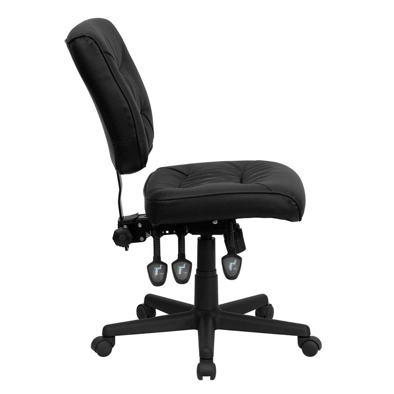Flash Furniture Low Back Black Leather Multi-Functional Swivel Task Chair | Office Chairs | Modishstore-4