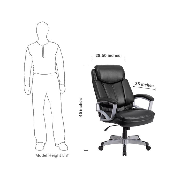 Flash Furniture GO-1850-1-LEA-GG Hercules Series Black Leather Executive Swivel Office Chair with Arms | Office Chairs | Modishstore - 5