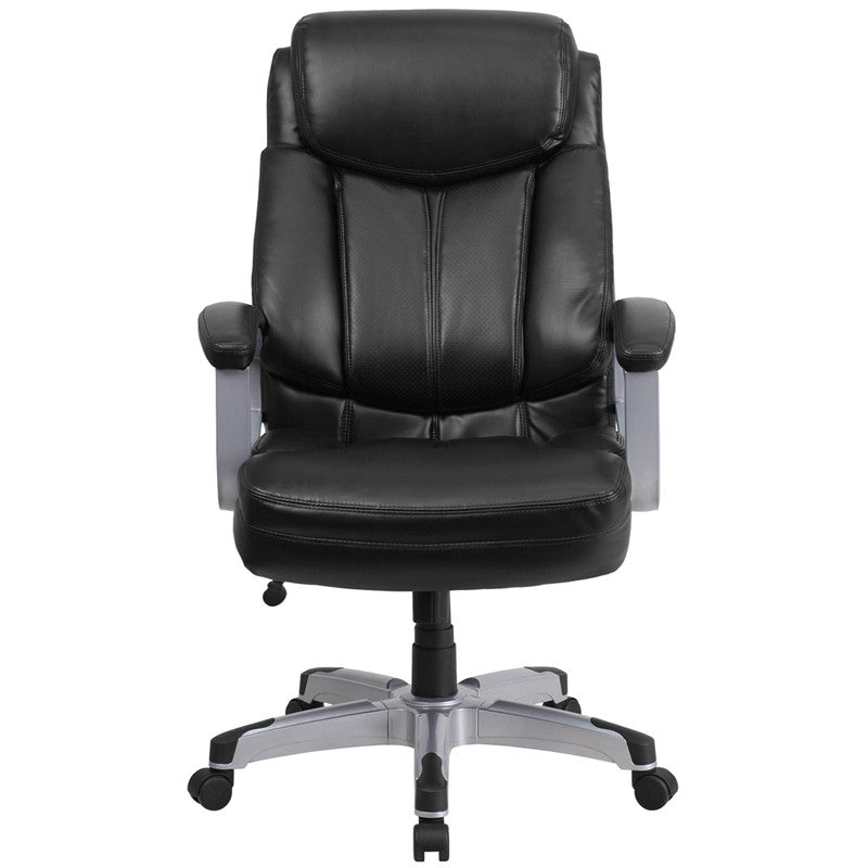 Flash Furniture GO-1850-1-LEA-GG Hercules Series Black Leather Executive Swivel Office Chair with Arms | Office Chairs | Modishstore-2